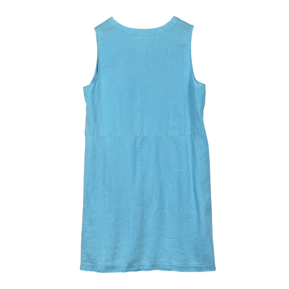 J.Jill‎ Love Linen Dress Womens Large Sleeveless Midi Coastal Wedding Guest Blue - Picture 4 of 10